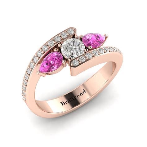 Rose Gold Diamond Sapphire Naiad Accented Engagement Ring