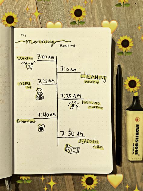 Bullet Journal Ideas🌻💛 Morning Routine Journal Bullet Journal