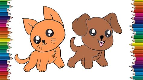 How To Draw Cats And Dogs Cute And Easy Draw Animals Coloring Pages