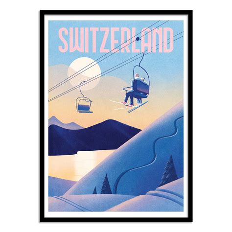 Affiche D Art Skieur En Suisse Ski Switzerland Mark Harrison