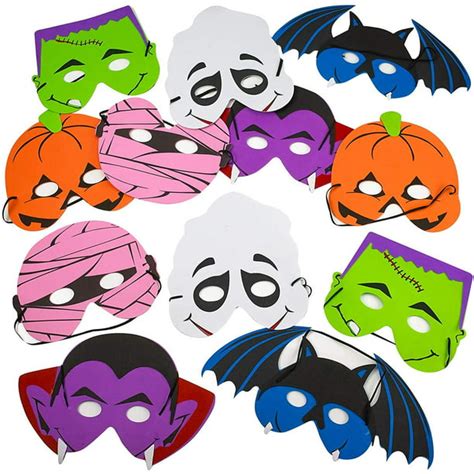 7 Halloween Foam Masks Pack Of 12 Assorted Spooky Craft Supplies For