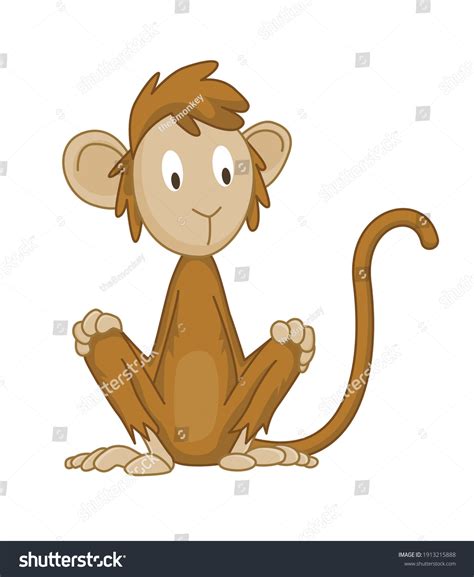 Cute Funny Monkey Colorful Cartoon Illustration Stock Vector Royalty