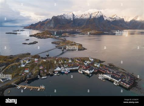 Reine Village Environment From An Aerial Point Of View Stock Photo Alamy