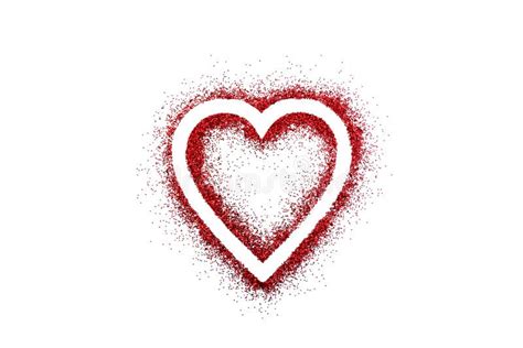 Red Heart On Red Glitter Isolated On White Stock Photo Image Of Spray