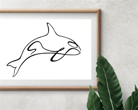One Line Orca Whale Print Art Minimal Fine Art Orca Art Etsy