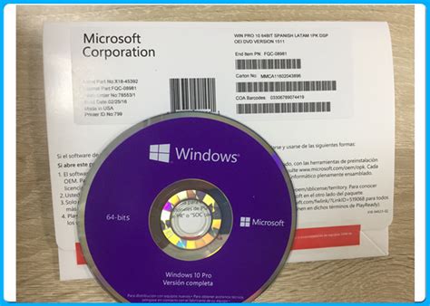 Original Microsoft Windows 10 Pro Software Oem Pack 64bit Fqc 08981