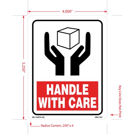 Handle With Care Labels 525 Inch X 4 Inch 500 Per Roll Ms Carita