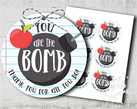 You Are The Bomb Thank You For All You Do Printable T Etsy Free