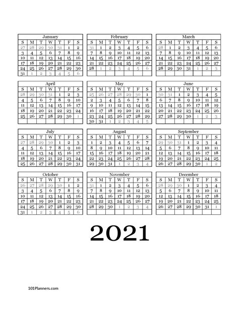 2021 Calendar Templates