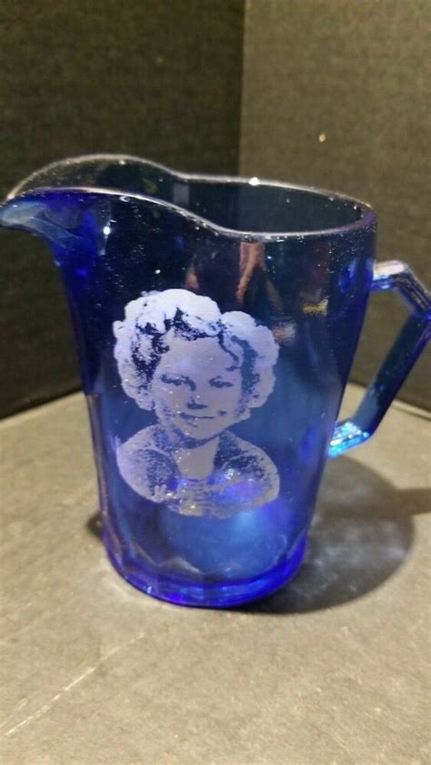 Vintage Shirley Temple Cobalt Blue Hazel Atlas Glass Hex Thumbprint