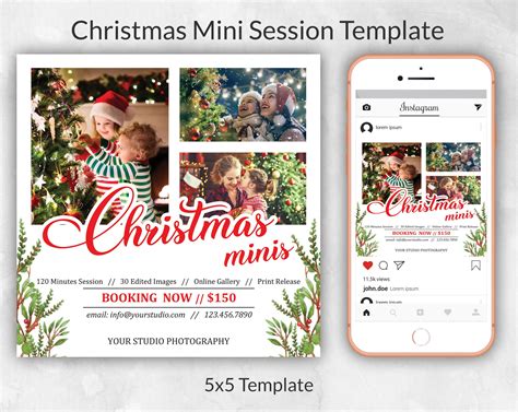 Christmas Mini Session Template Christmas Minis Flyer Template