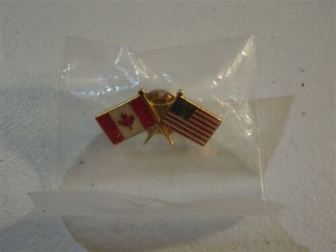 Crossed Flags Us And Canada Lapel Pin Ebay
