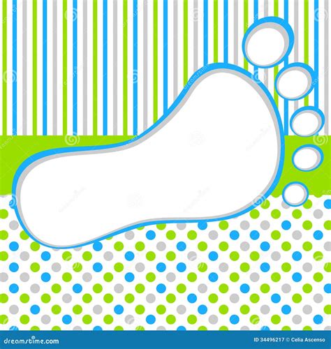 Baby Foot Frame With Polka Dots And Stripes Royalty Free Stock