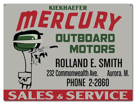Mercury Outboard Sales And Service Sign Garage Art™