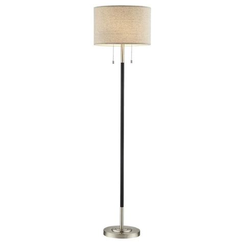 Allen Roth Grancove 624 In Nickel And Espresso Shaded Floor Lamp In