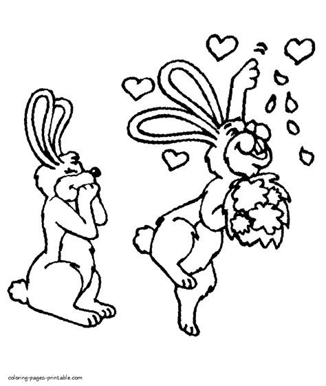 Valentines Day Coloring Sheets Rabbits Coloring Pages Printable Com