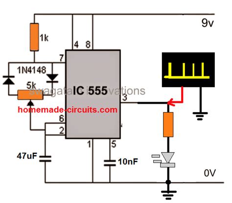 Pulse Generator Circuit Using 555 Timer Circuit Diagram