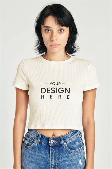 Womens Crop Top Mockup And High Waisted Jeans Premium Image By