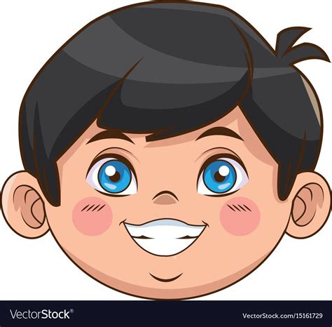 Beautiful Little Face Boy Cute Child Smiling Vector Image Happy Cartoon