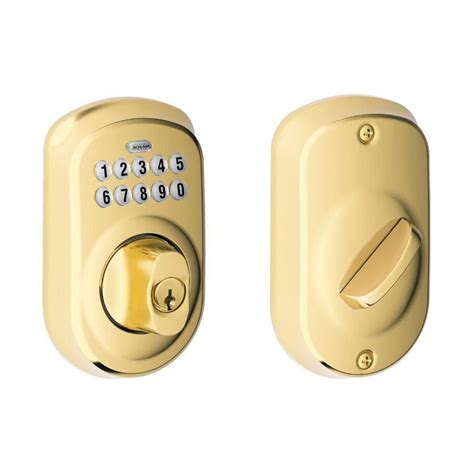 Schlage Bright Brass Electronic Keyless Entry Deadbolt Keypad With