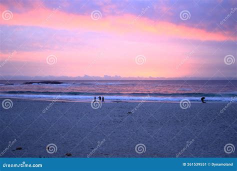 Beautiful Sunset Over Camps Bay In Cape Town South Africa Stock Image
