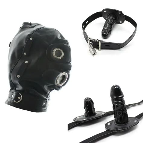 Bondage Headgear Open Mouth Gag Bdsm Head Hood Mask Plug Cosplay For