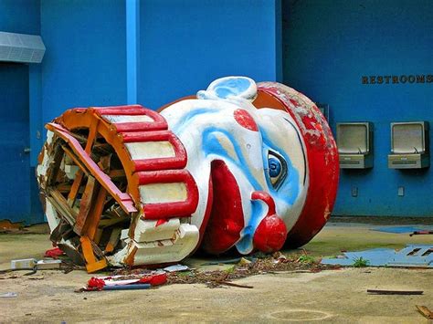 Unhappy Clown Head Abandoned Theme Parks Abandoned Theme Park