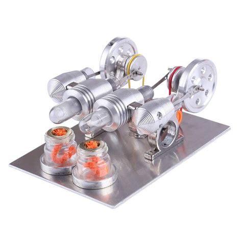 Double Cylinder Stirling Engine Motor Model Educational Toy Electricity