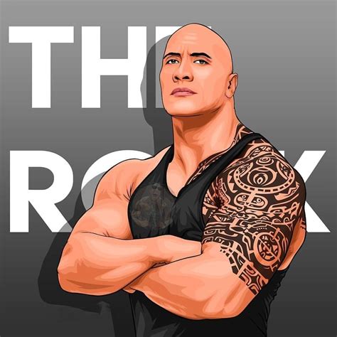 Wwe The Rock Dwayne The Rock Portrait Cartoon Vector Portrait Black