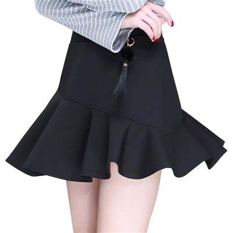 2018 New Wild Knit Puff Skirt Women High Waist Size Casual Half Body Ruffle Skirt In Skirts From
