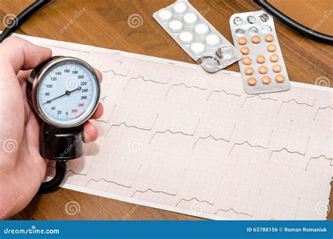 Blood Pressure Measuring With Cardiogram Stock Photo Image Of Blood