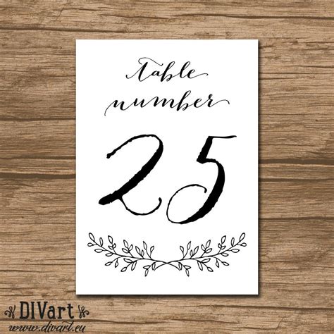 Wedding Table Numbers 1 30 Printable Table Numbers Table Numbers 5x7