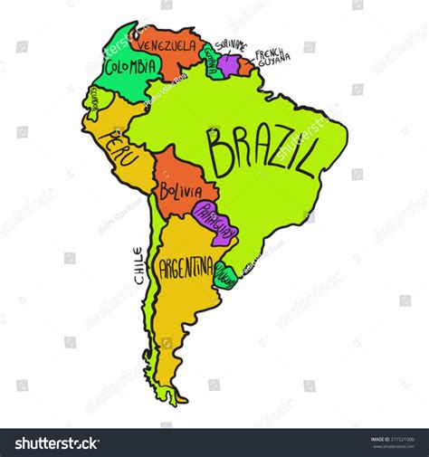 South America Map Cartoon