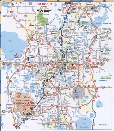 Orlando Fl Road Map Printable Map Highway Orlando City Surrounding Area