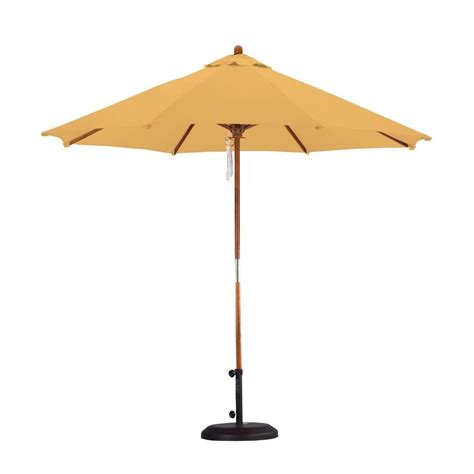California Umbrella 9 Ft Wood Pulley Open Patio Umbrella In Yellow