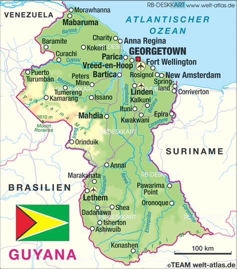 Map Of Guyana Country Welt Atlasde