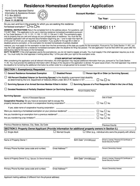 Tx Hcad 1113 2019 2022 Complete Legal Document Online Us Legal Forms