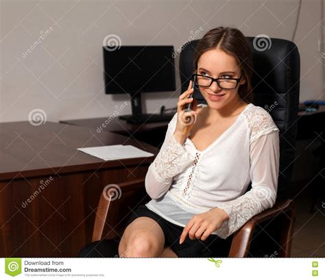 Secretary Works In The Office Stock Image Image Of Secretary Phone