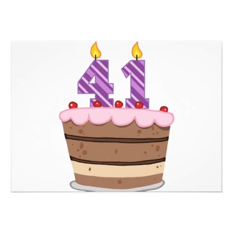 Age 41 On Birthday Cake 5 X 7 Invitation Card Zazzle