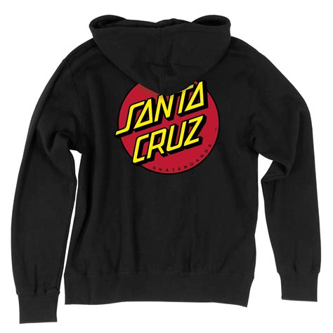 Santa Cruz Classic Dot Zip Hoodie Black Pacific Wave Surf Shop