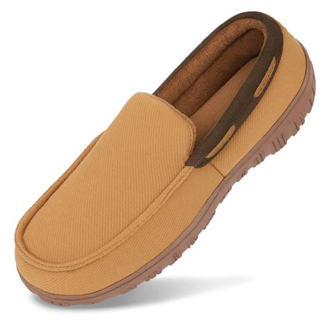 Homehot Mens Slippers Moccasin House Shoes With Cozy Memory Foam Slip