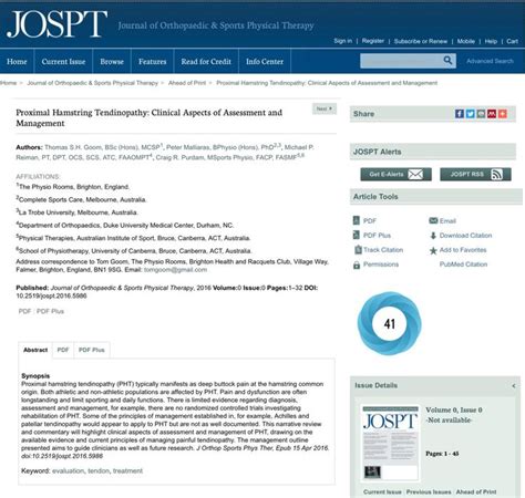 New Research In Proximal Hamstring Tendinopathy Goom Et Al 2016