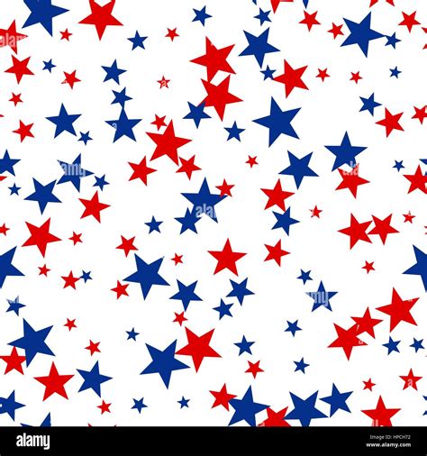 Patriotic American Vector Seamless Pattern With Red And Blue Stars On
