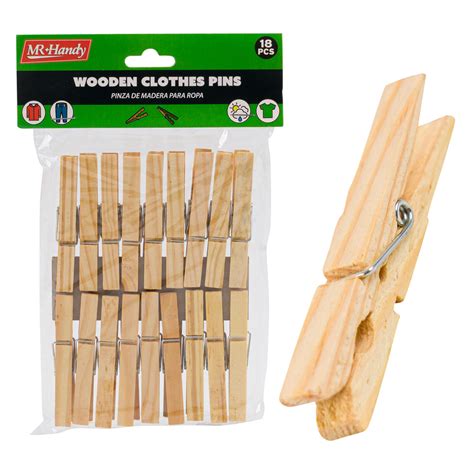 Wholesale Mr Handy 18pc Wooden Clothes Pins Wood Color