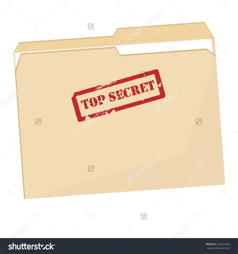 File Folder With Red Rubber Stamp Top Secret Vector Isolated