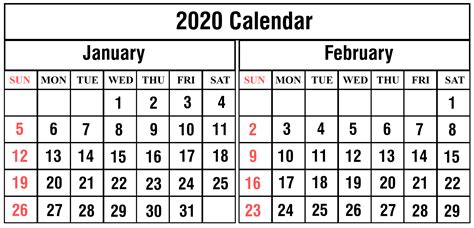 Portrait) on one page in easy to print pdf format. Free Printable January and February 2020 Calendar Template