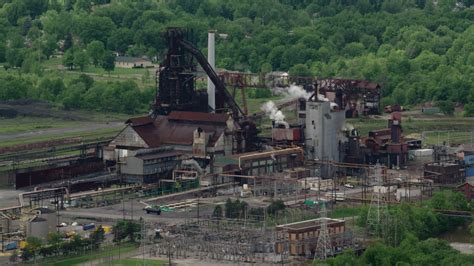 48k Stock Footage Aerial Video Of A Steel And Mining Factory In Warren