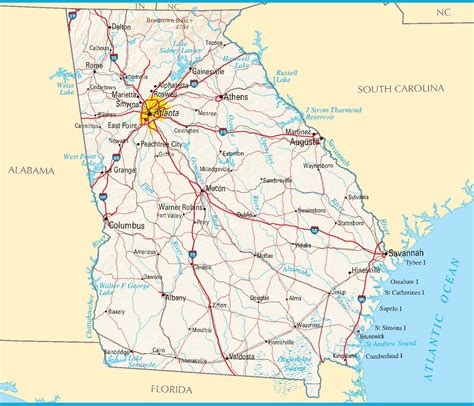Large Detailed Political Map Of Georgia With Roads Railroads Cities