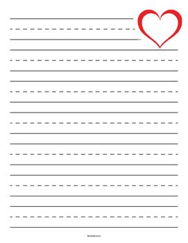Valentine S Day Heart Outline Primary Lined Paper By Teacher Vault