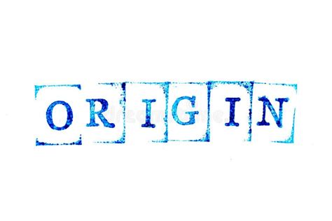 The Word Origin Laid With Silver Metal Characters On Blue Board In Flat